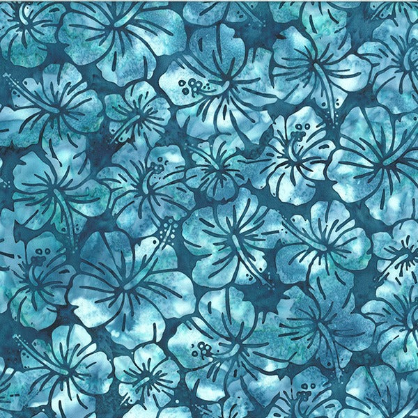 Seashells by the Seashore Hibiscus Batik by Hoffman Fabrics ~ Seamist