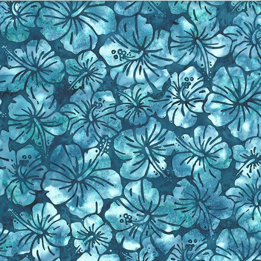 Seashells by the Seashore Hibiscus Batik by Hoffman Fabrics ~ Seamist
