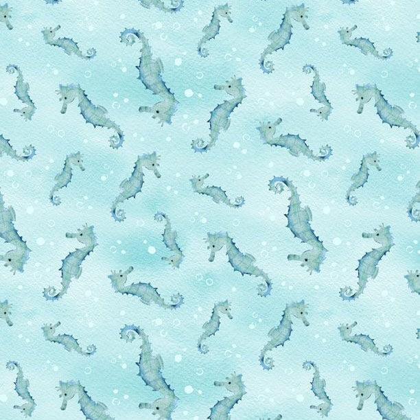 Underwater Wonders by Wilmington Prints ~ Seahorse Toss Teal ~ (1/4 meter)