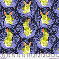 Besties by Tula Pink For Freespirit ~ Hop To It Metallic Bluebell