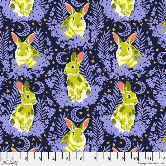 Besties by Tula Pink For Freespirit ~ Hop To It Metallic Bluebell