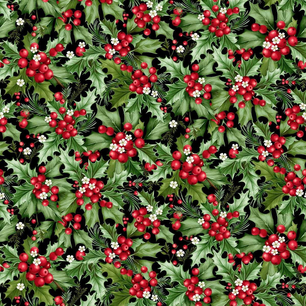 Holiday Feather & Flourish by Art Loft ~ Black Multi ~ (1/4 meter)