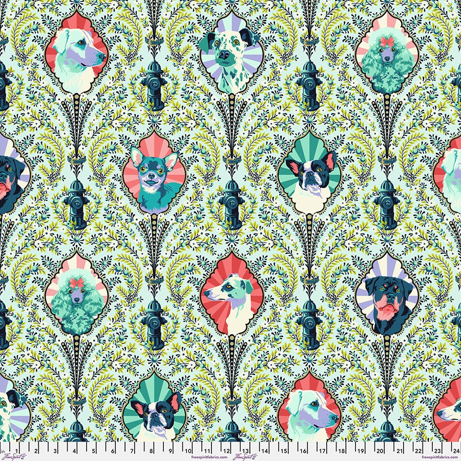 Besties by Tula Pink For FreeSpirit ~ Puppy Dog Eyes Metallic Bluebell