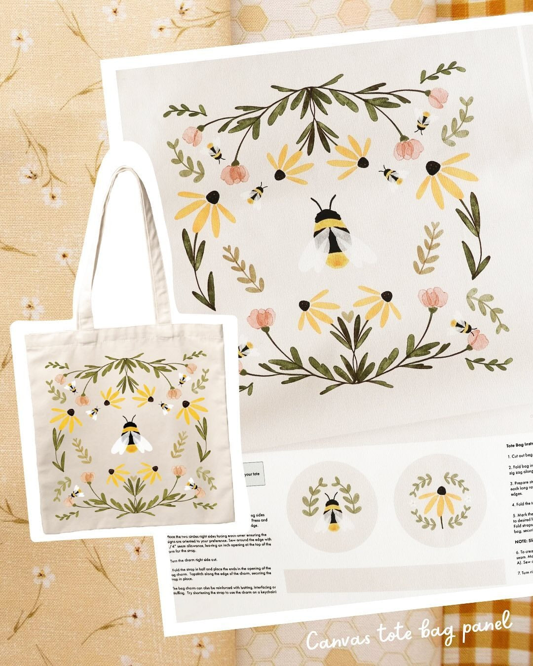 Humblebee Tote by Aimee Parker for Figo~ Beige