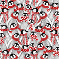 Penguin party by Pam Vale for Camelot Fabrics ~ Red