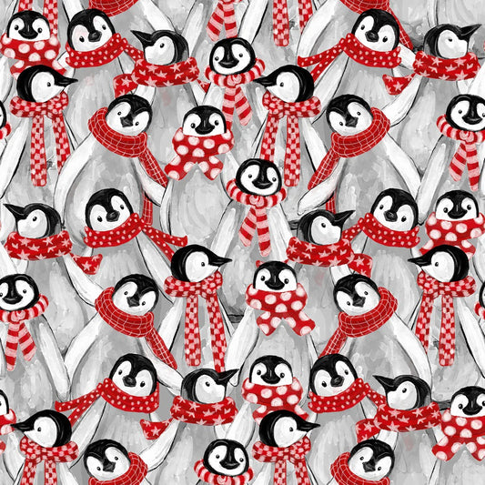 Penguin party by Pam Vale for Camelot Fabrics ~ Red