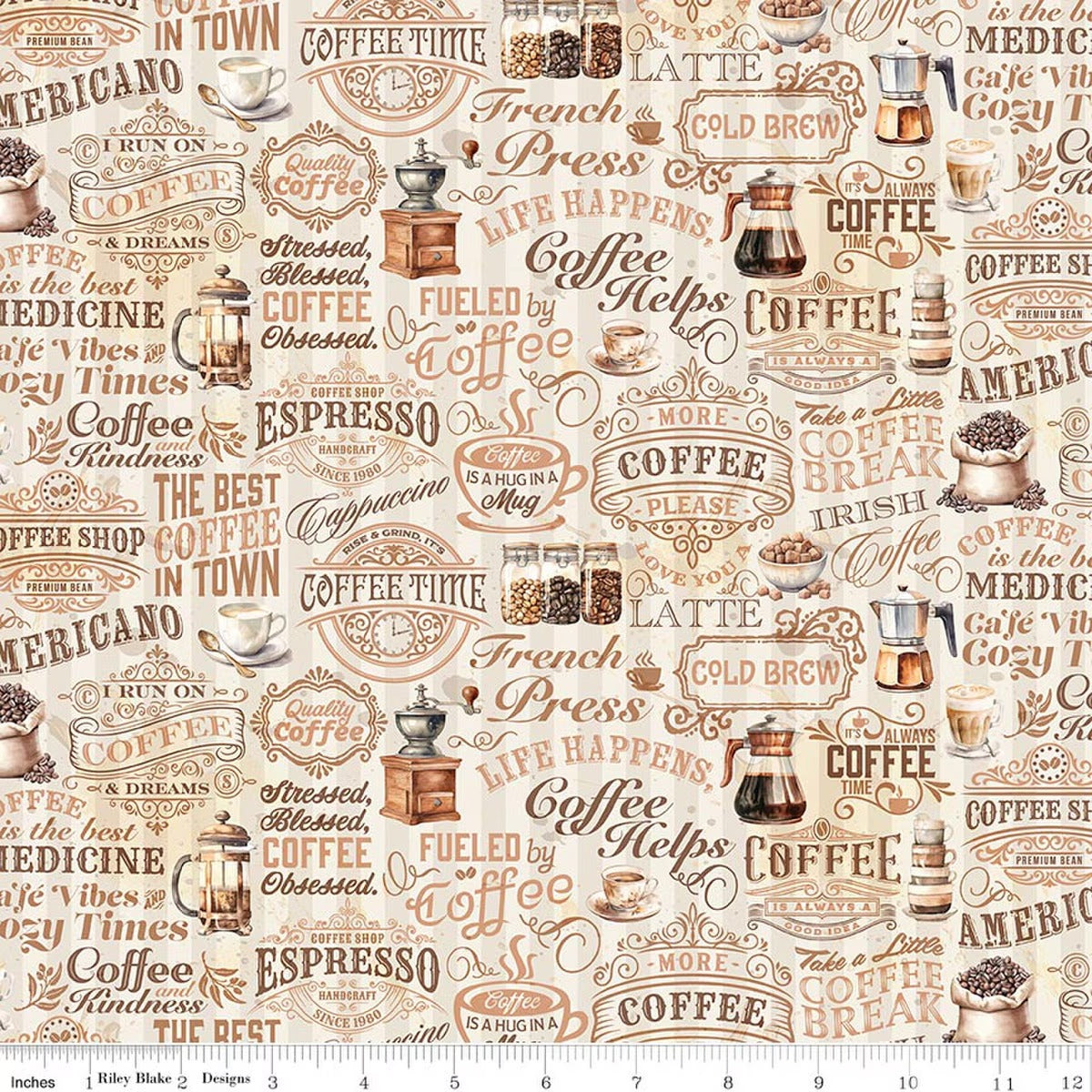 Coffee Time Text by Riley Blake Designs ~ Cream