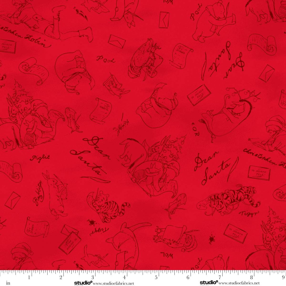 Christmas at Pooh Corner by W.A. Dodge ~ Red (9107-88) ~ (1/4 meter)