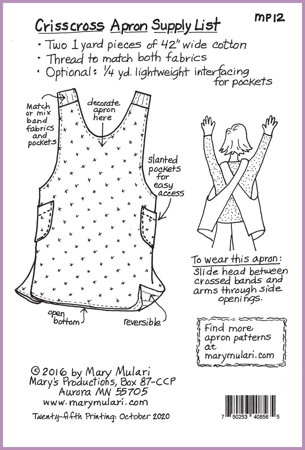 Crisscross Apron by Mary Mulari Designs