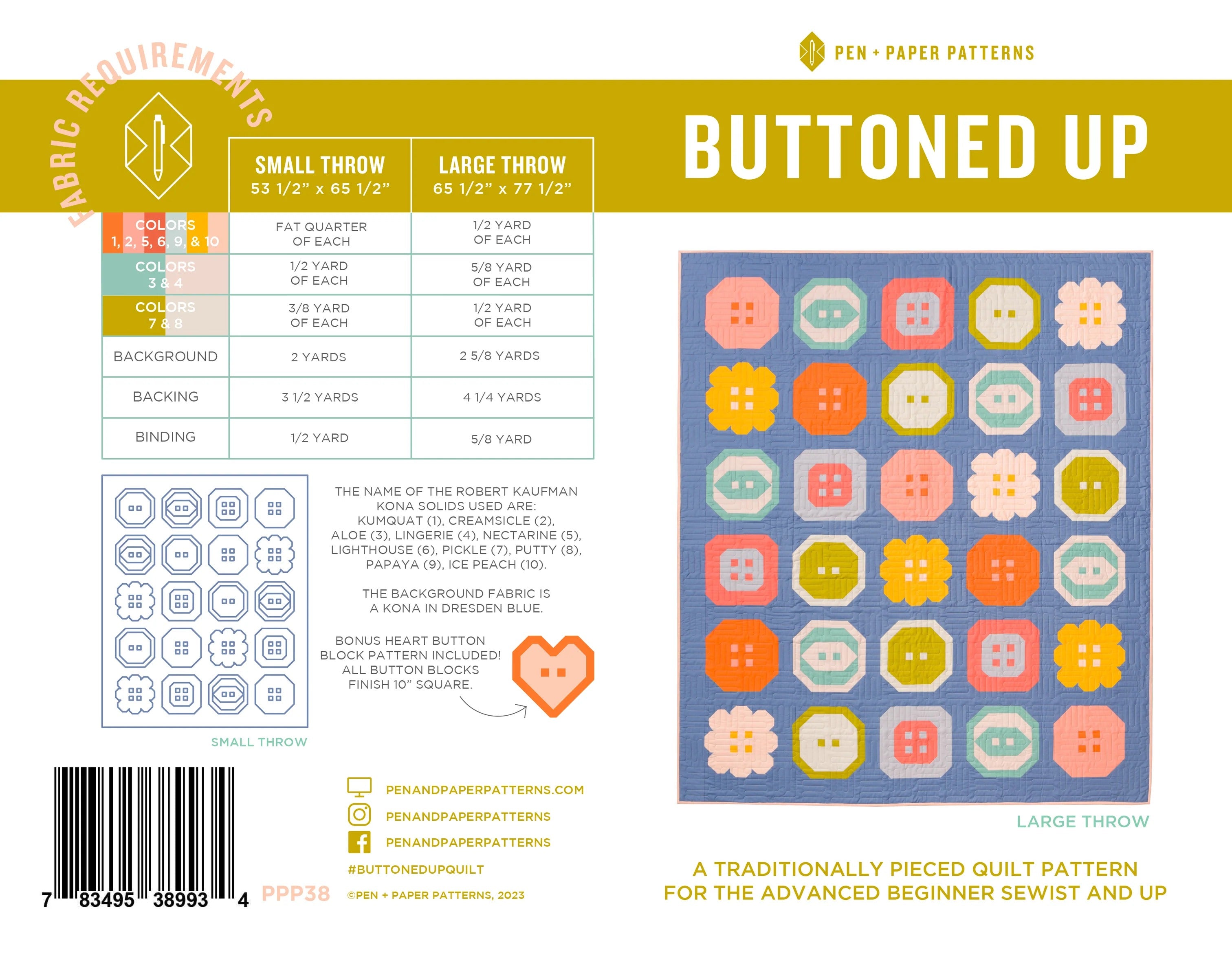 Buttoned Up Quilt Pattern