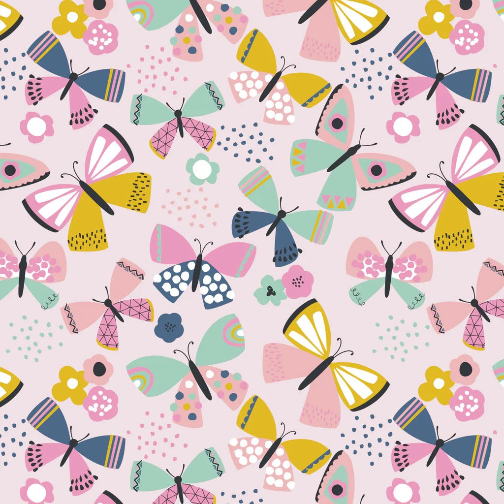 Playful Butterfiles Flannel by Camelot ~ Pink