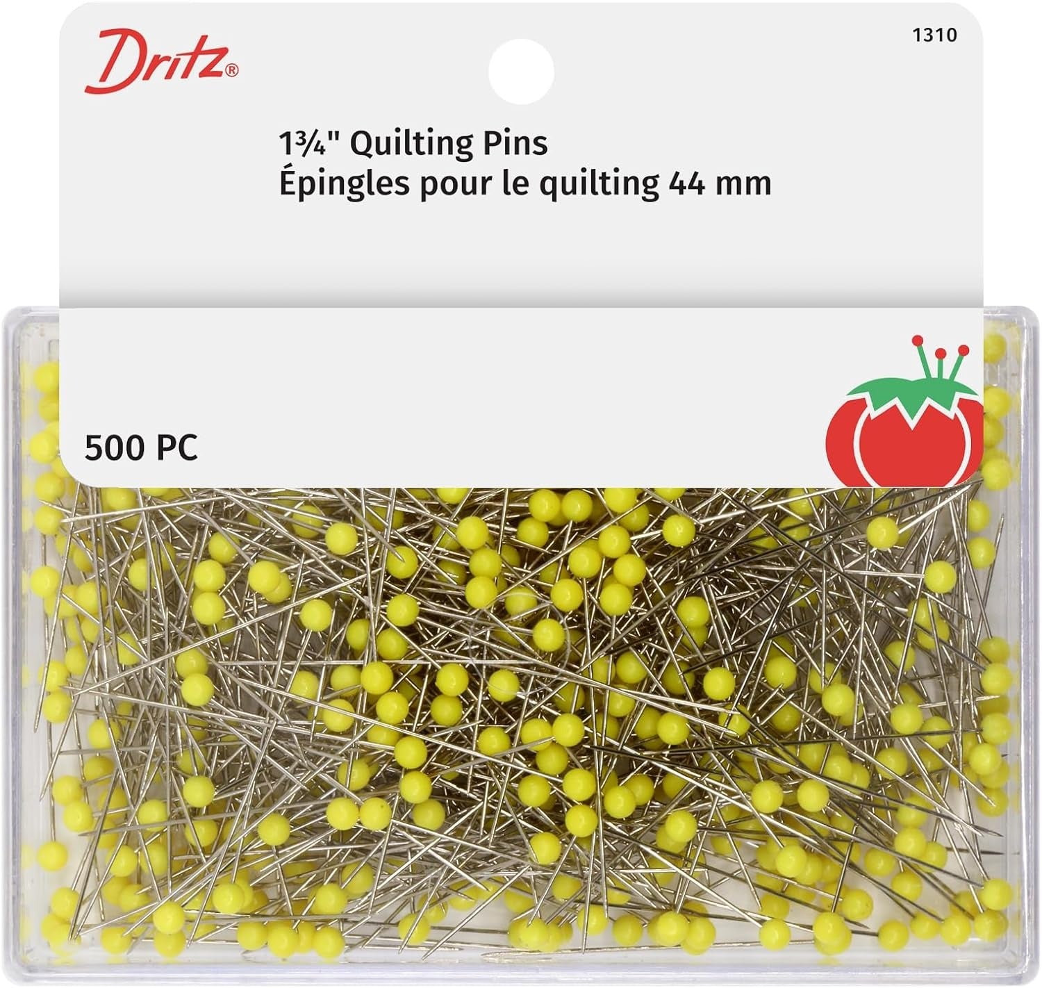 Dritz Yellow Plastic Head Sharp Steel Quilters Pins, 500pc.