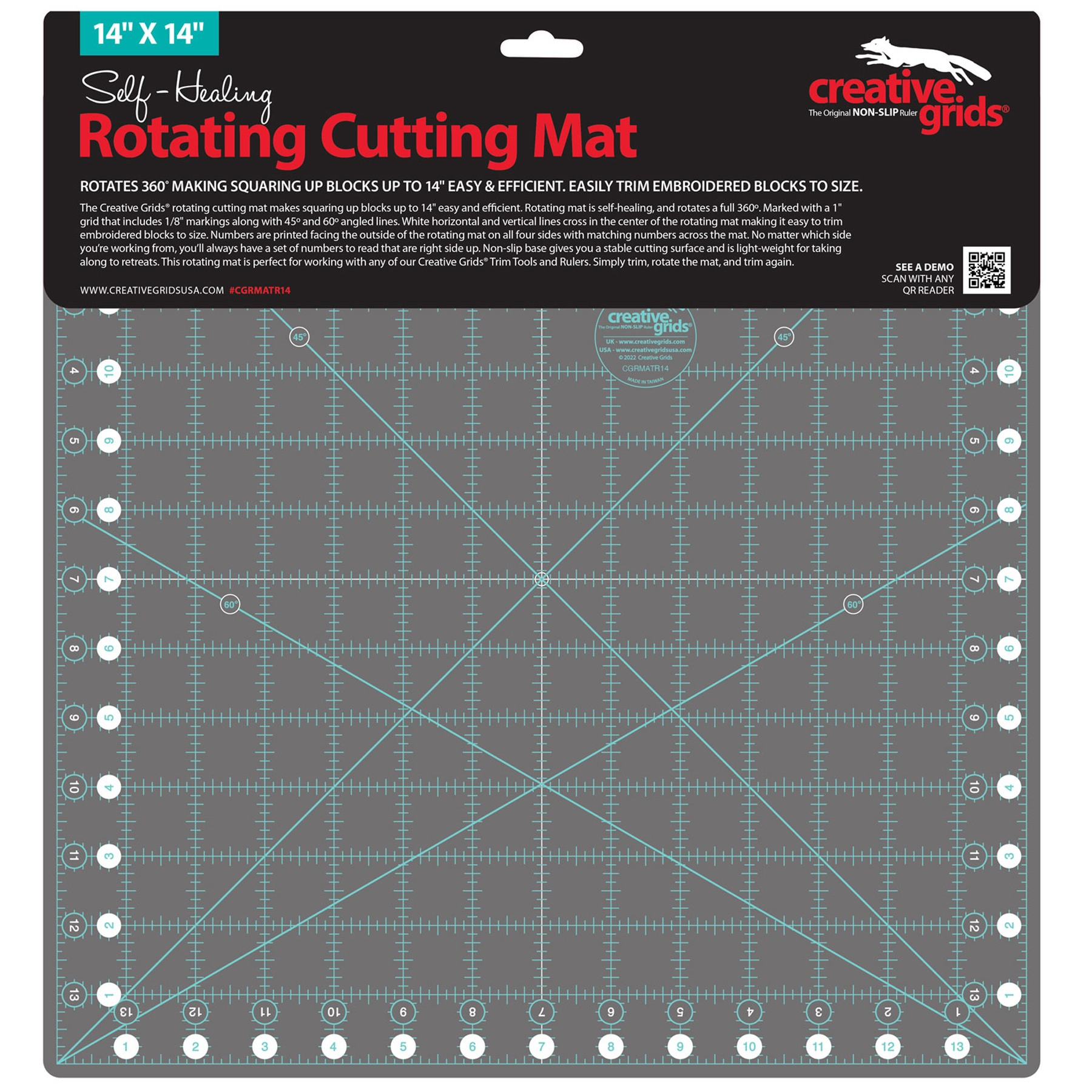 Creative Grids Self-Healing Rotating Cutting Mat 14in x 14in