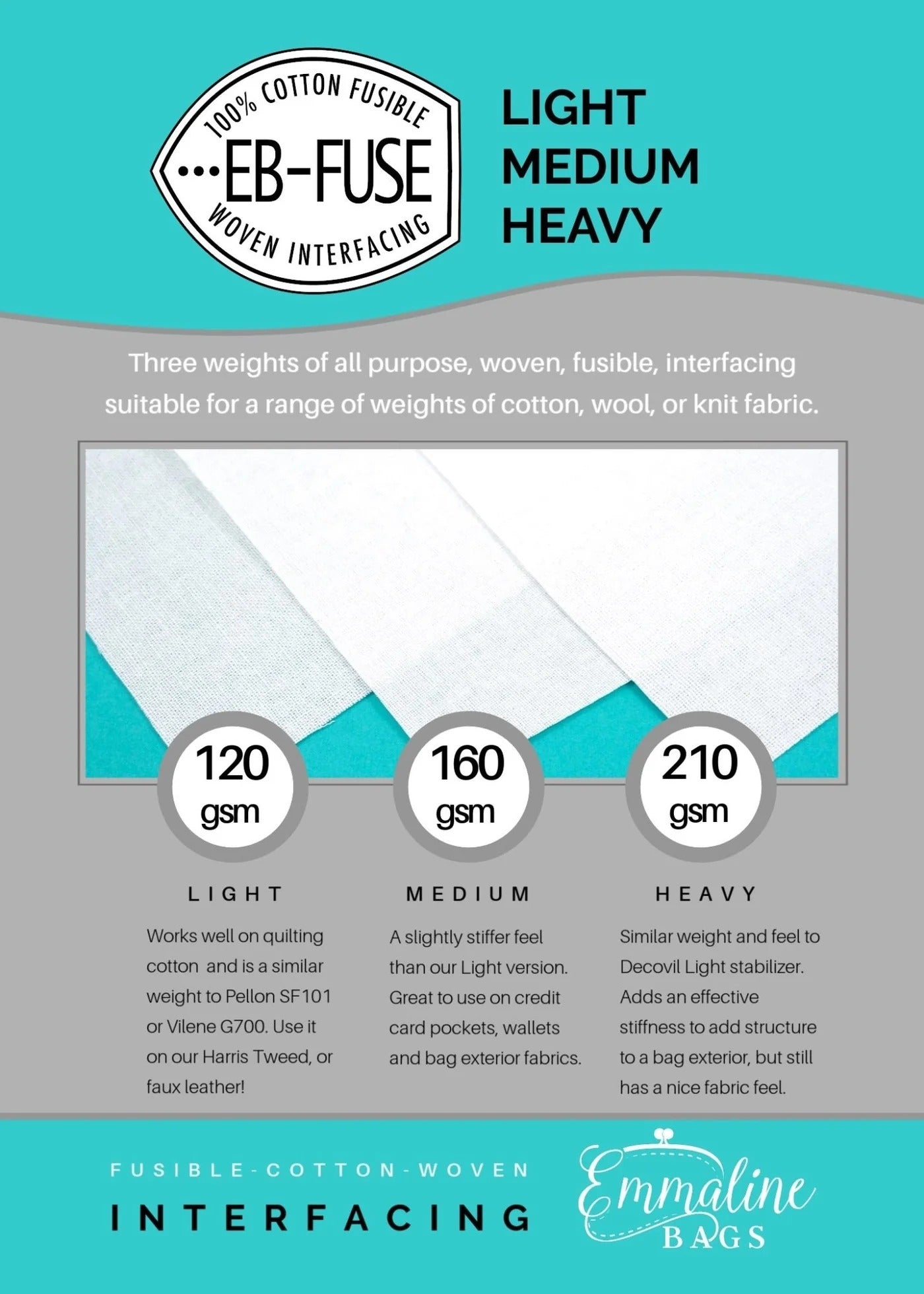 EB-FUSE Emmaline Fusible Woven Cotton Interfacing