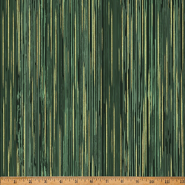 In A Pear Tree by Hoffman Fabrics ~ Stripe Eucalyptus/Gold ~ (1/4 Meter)