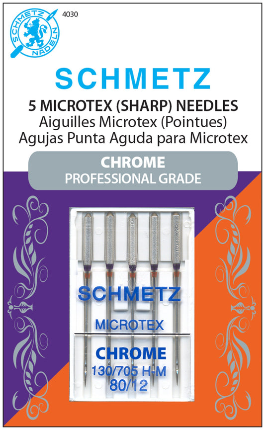 Chrome Microtex (Sharp) Machine Needle by Schmetz ~ 5 Pack