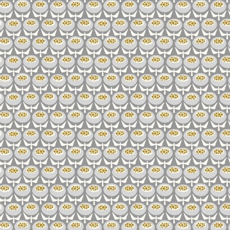 Sweet Floral Scent - Buttercup - Gray Skies Metallic Fabric